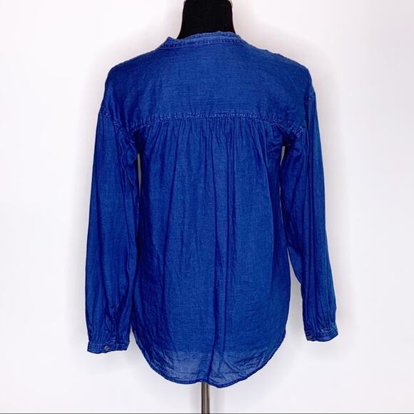 J Crew dark blue chambray popover button top size 2 - Picture 12 of 12